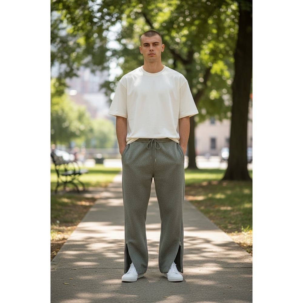 Richie Le Collection Men's XL Black‎ Wool Blend Sweatpants Joggers Ankle Zip